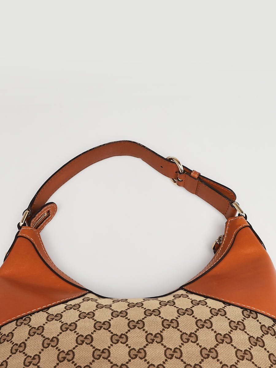 Gucci Beige/Brown GG Canvas Heritage Horsebit Hobo Bag - Yoogi's Closet