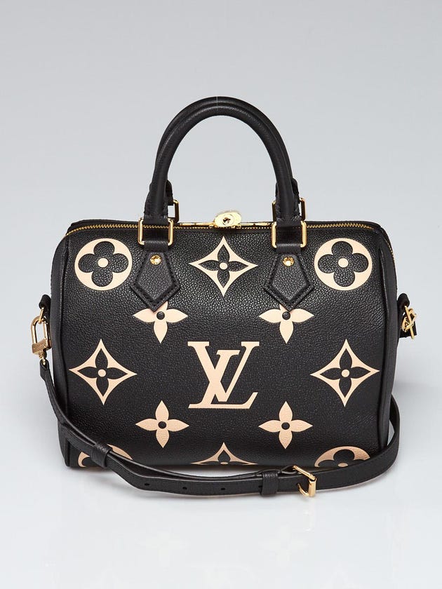 Louis Vuitton Bi-Color Black/Cream Monogram Empreinte Leather Speedy 25 Bandouliere  Bag