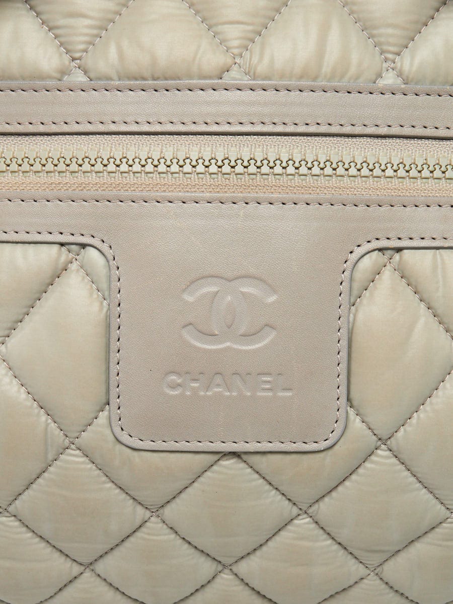 CHANEL COCO COCOON Nylon Handbag Shoulder Bag Silver Authentic Women Used