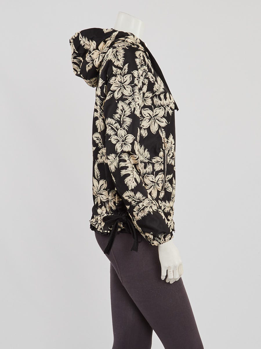 Moncler White/Black Floral Printed Nylon Zip Up Morion Moncler White/Black Floral Printed Nylon Zip Up Morion