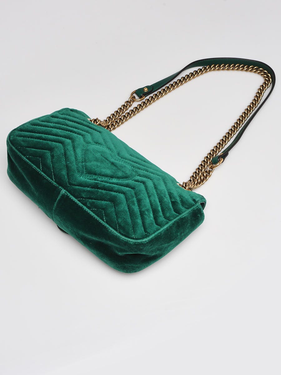 Gucci Green Velvet GG Marmont Small Metelasse Shoulder Bag Gucci Green Velvet GG Marmont Small Metelasse Shoulder Bag
