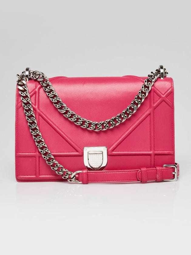 Christian Dior Pink Smooth Leather Diorama Medium Flap Bag