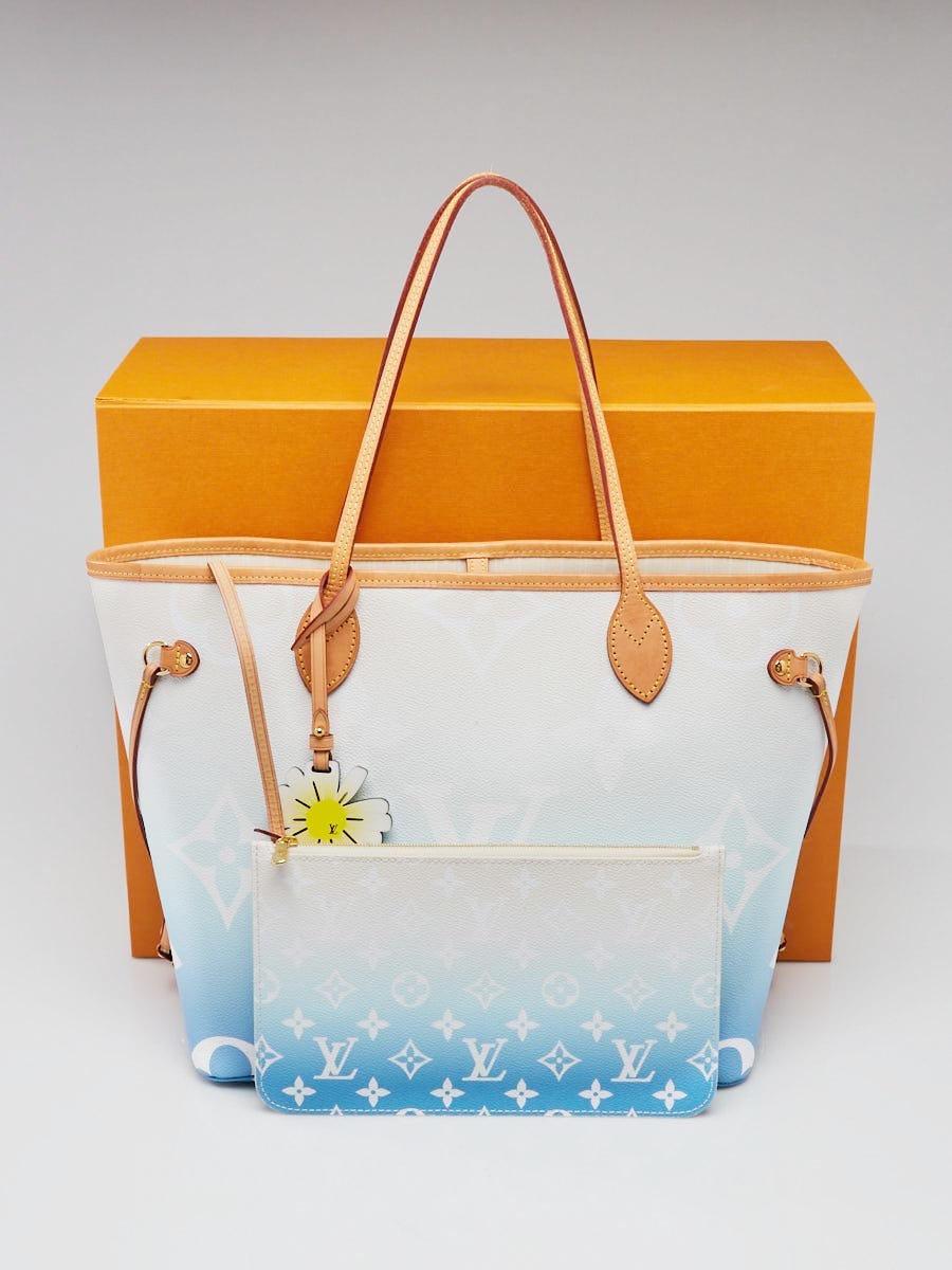 LOUIS VUITTON BY THE POOL NEVERFULL MM BLUE & REMOVABLE POUCH GIANT  MONOGRAM BAG
