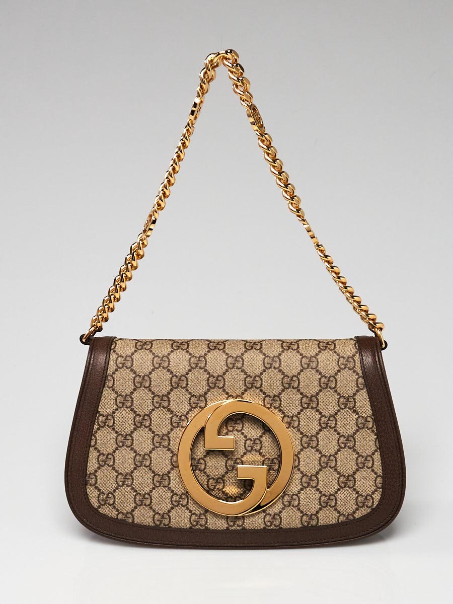 Gucci Blondie shoulder bag in beige and ebony Supreme
