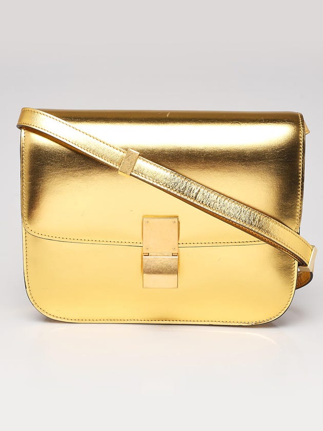 Celine Gold Smooth Leather Medium Box Bag