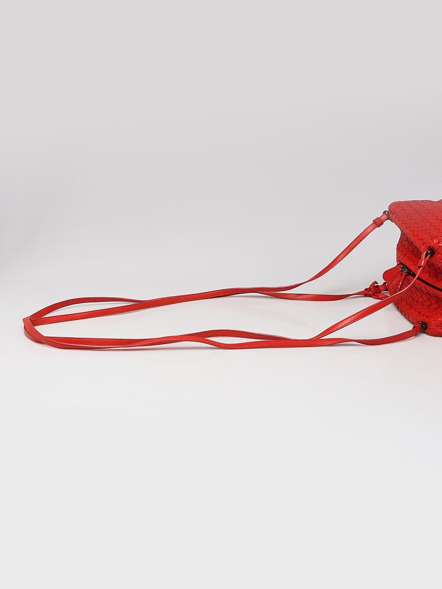 Bottega Veneta Red Intrecciato Woven Nappa Leather Cube