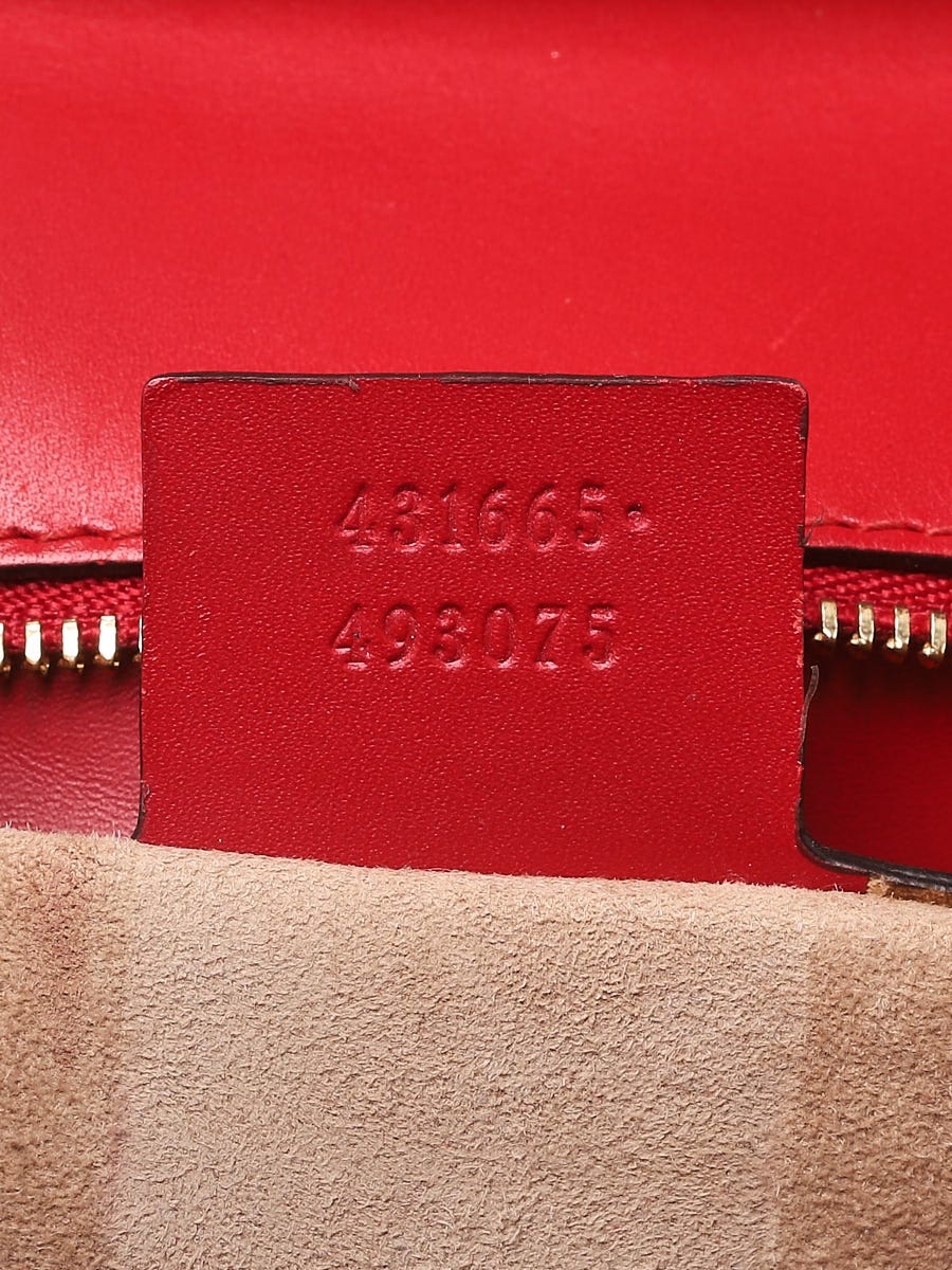 Gucci Red Leather Calfskin Leather Vintage Web Medium Sylvie