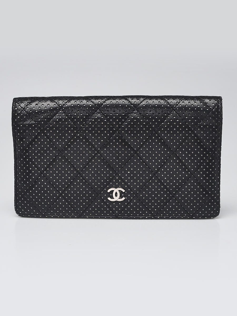 Chanel Black Perforated Lambskin Leather L Yen Wallet - Yoogi's Closet