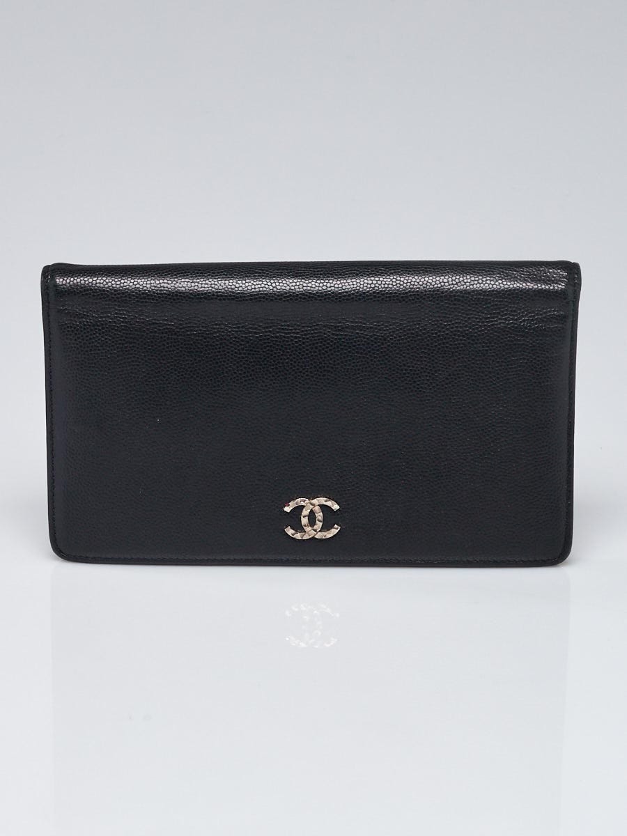 Chanel Yen Wallet Quilted Caviar Gold-tone Black in Caviar with
