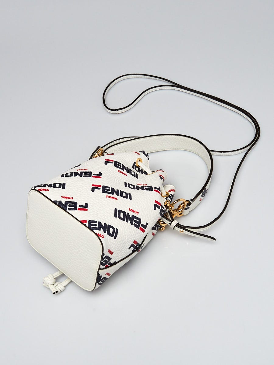 Fendi x Fila White Leather Mini Logo Mon Tresor Drawstring Bucket Bag at  1stDibs