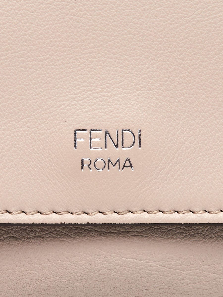 Fendi Blue and Grey Leather Flower Studded Micro Double Baguette