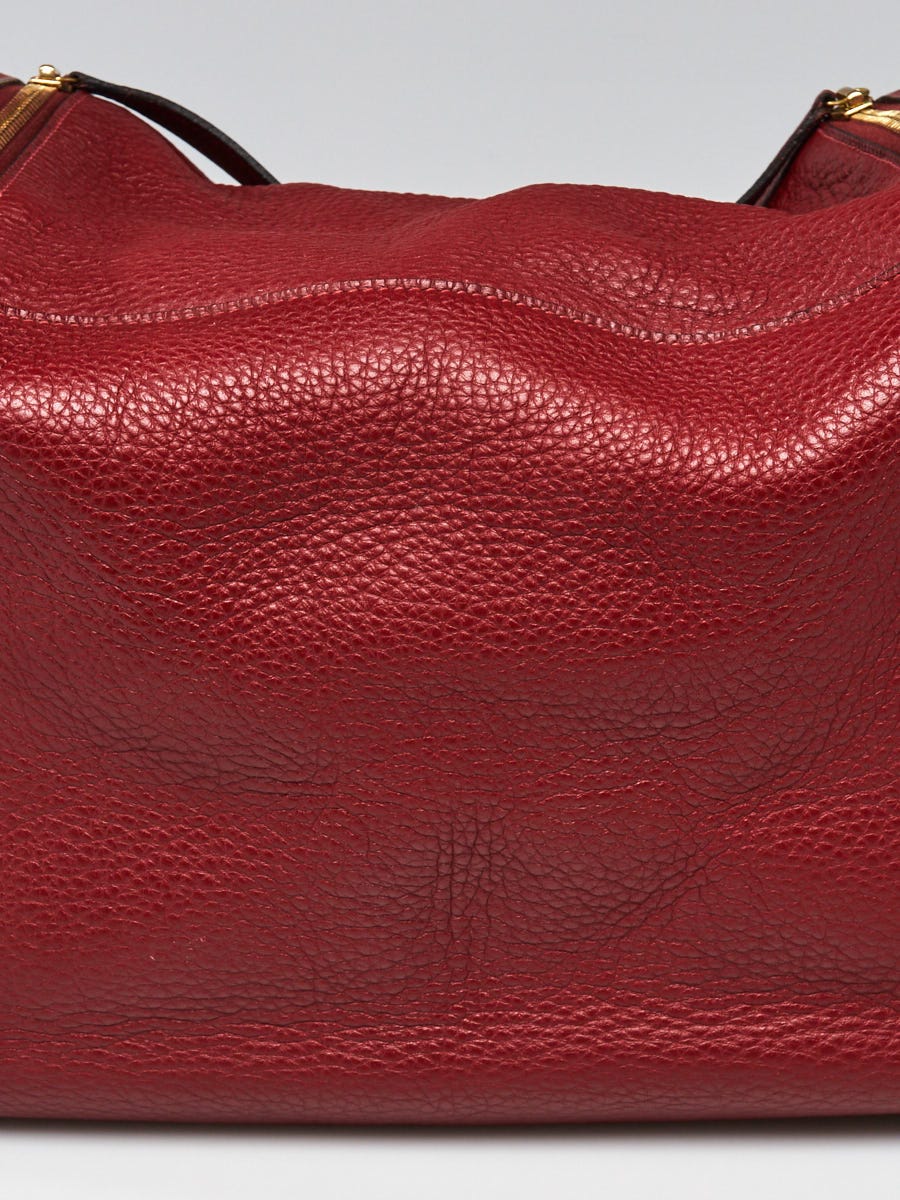 Hermes 34cm Rouge H Clemence Leather Gold Plated Lindy Bag