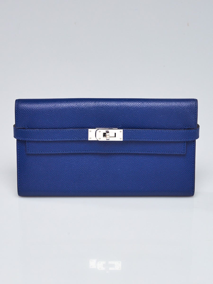 Hermes Blue Epsom Kelly Classic Wallet