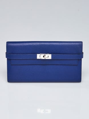 Hermes Celeste Epsom Leather Kelly Pocket Compact Wallet