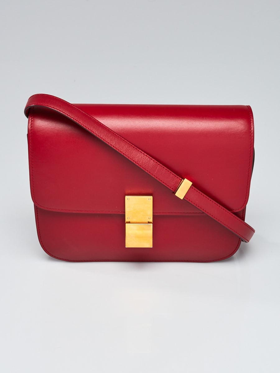 Celine Red Smooth Leather Medium Box Bag