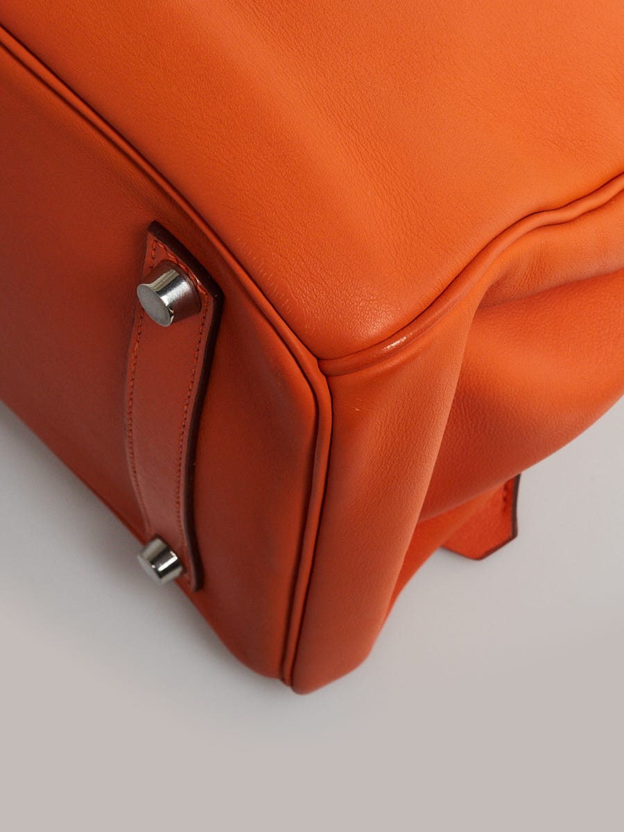 Hermes 35cm Orange Swift Leather Palladium Plated Hardware Birkin Bag -  Yoogi's Closet
