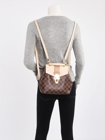 louis vuitton clapton backpack size Damier Ebene Bag Creme Beige The golden tuck lock Louis Vuitton Damier Ebene &