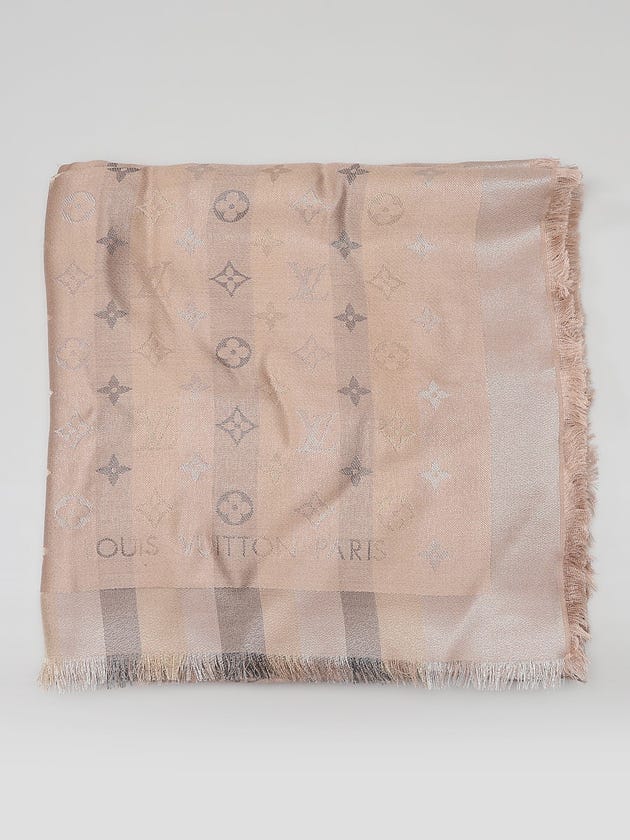 Louis Vuitton Beige Monogram Silk/Wool So Shine Shawl Scarf | Yoogi's ...