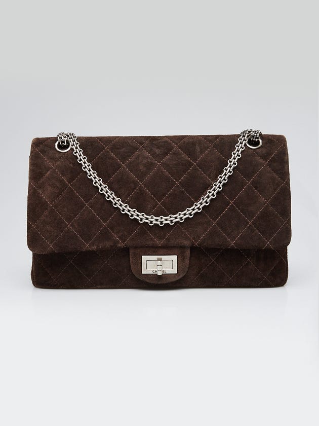 Chanel Brown 2.55 Reissue Quilted Suede Calfskin Leather 227 Jumbo Flap Bag
