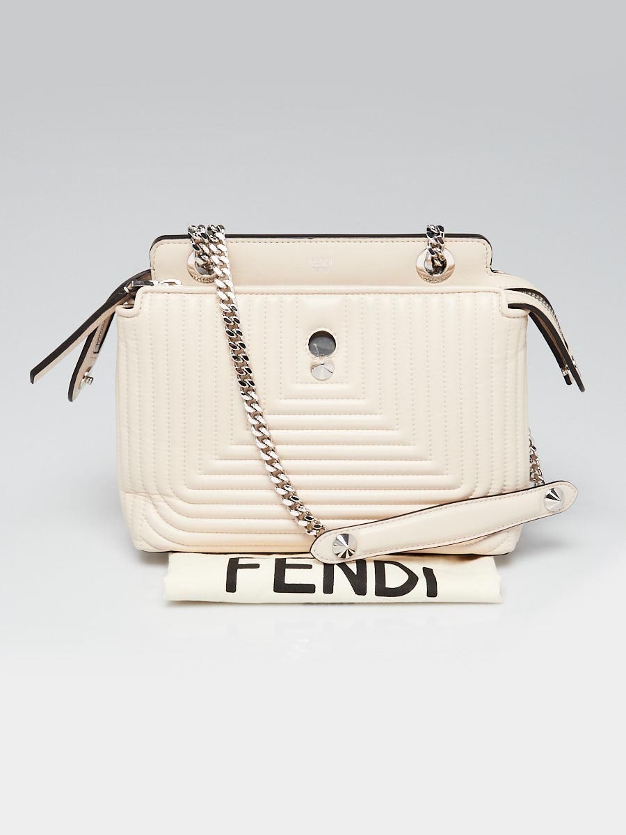Fendi White Quilted Lambskin Leather Dotcom Click Small Shoulder 