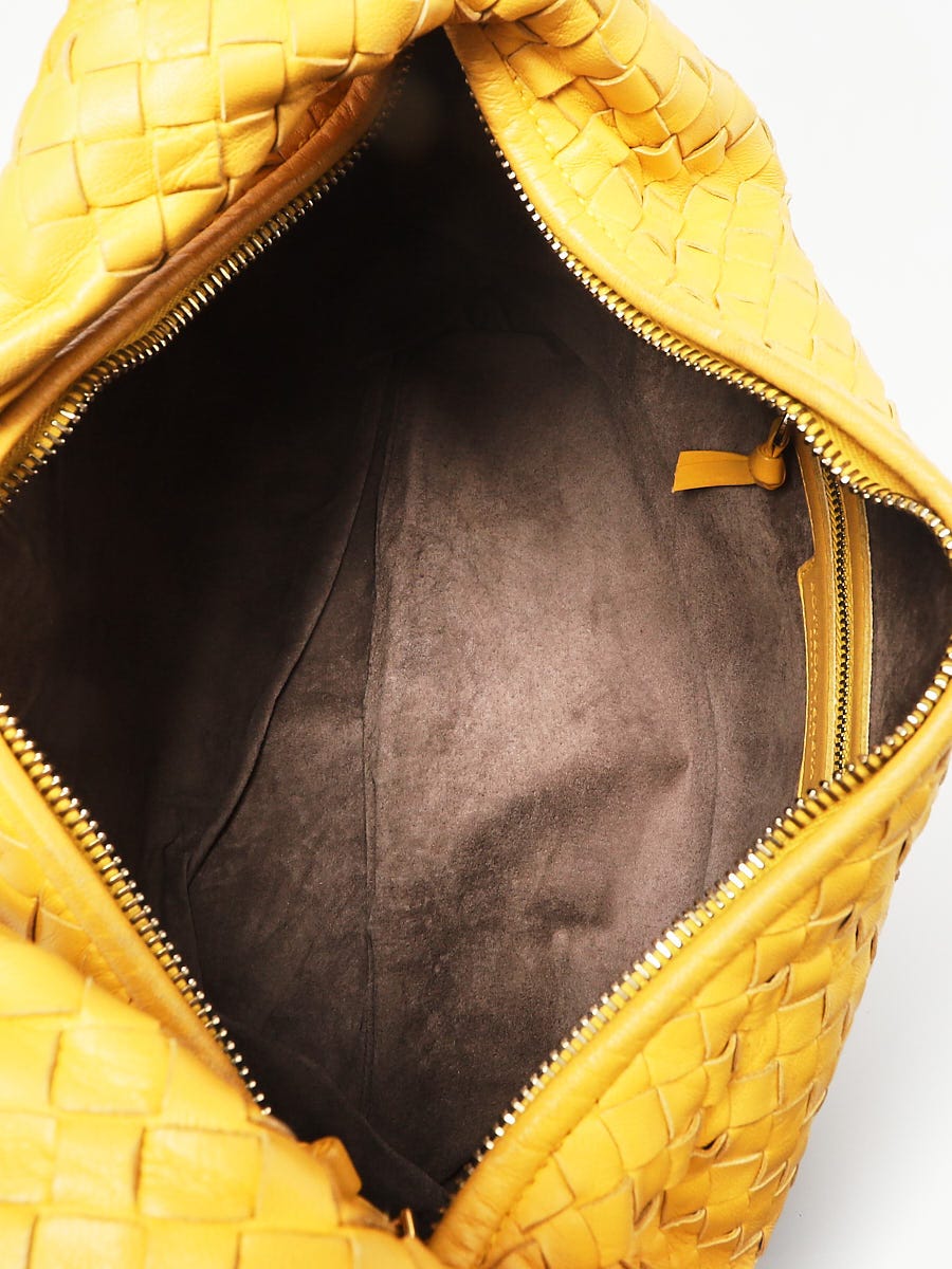 Bottega Veneta Yellow Intrecciato Woven Nappa Leather Medium Veneta Hobo  Bag - Yoogi's Closet