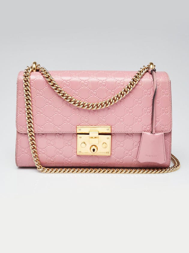 Gucci Pink Guccissima Leather Padlock Medium Shoulder Bag