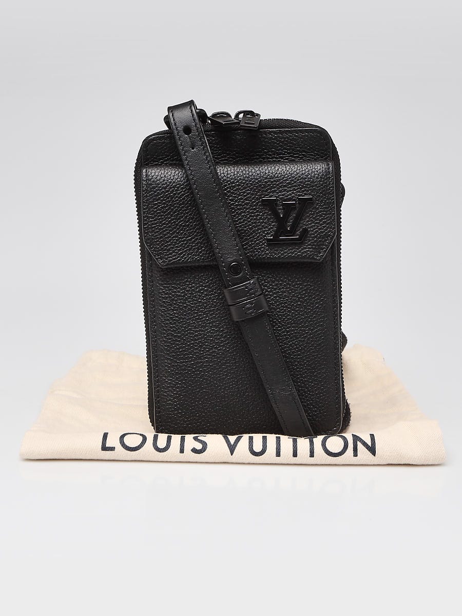 Louis Vuitton Black Pebbled Leather Aerogram Phone Crossbody