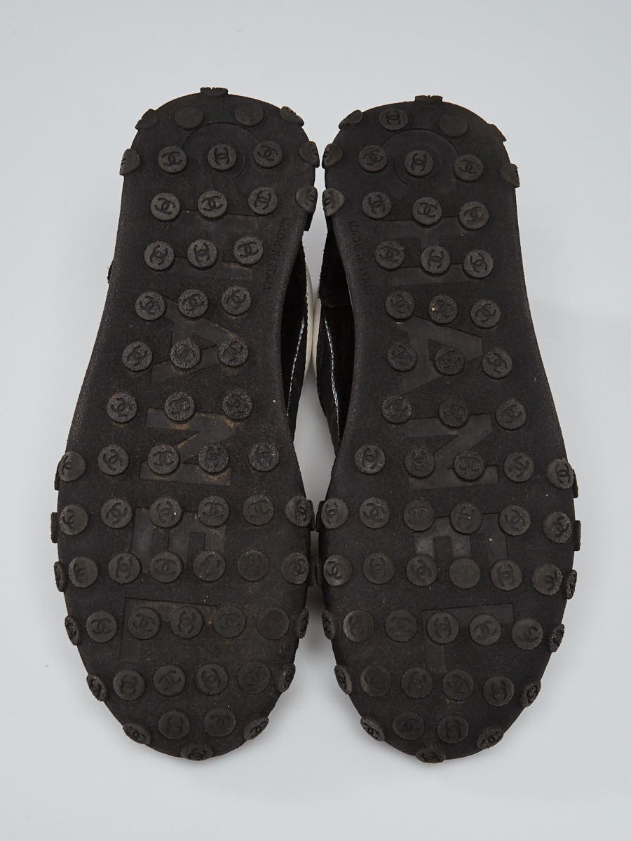 Chanel Black/White Fabric Logo Sneakers Size 6.5/37