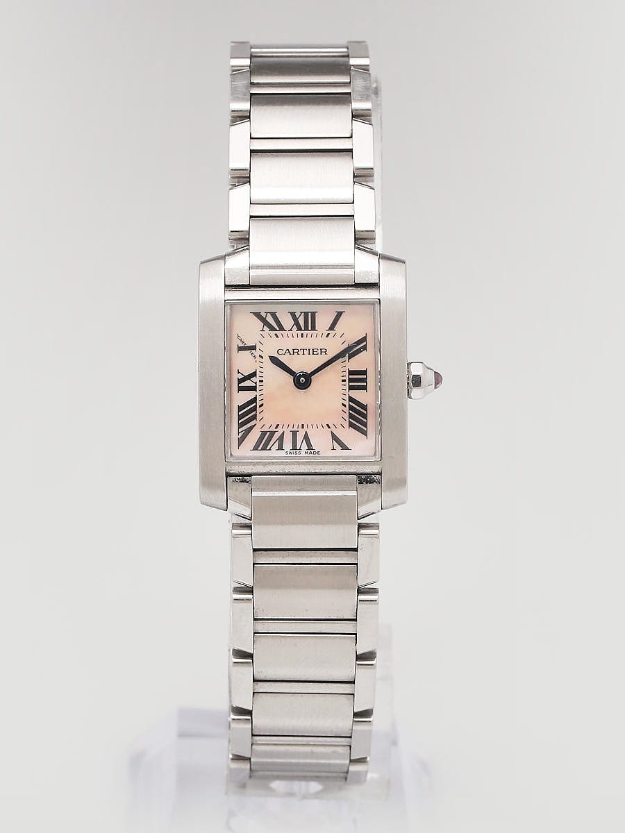 Cartier Tank Francaise Stainless Steel Grey and Pink Mother of 