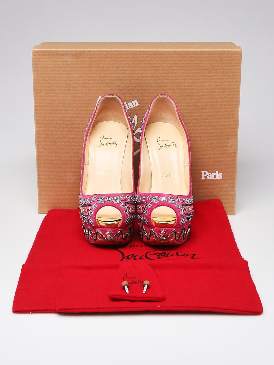 Christian Louboutin Hot Pink Suede Bollywood Peep Toe Pumps Christian Louboutin Hot Pink Suede Bollywood Peep Toe Pumps