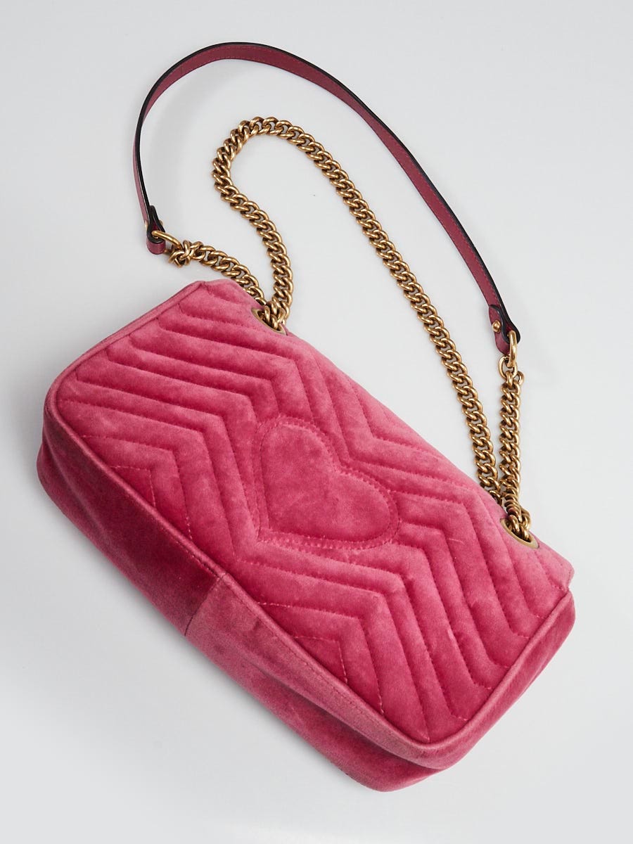 Gucci GG Marmont Velvet Small Crossbody Bag Pink 443497