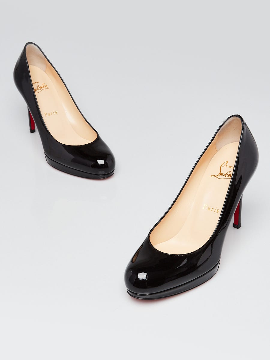 Christian Louboutin Black Patent Leather New Simple 100 Pumps Size 
