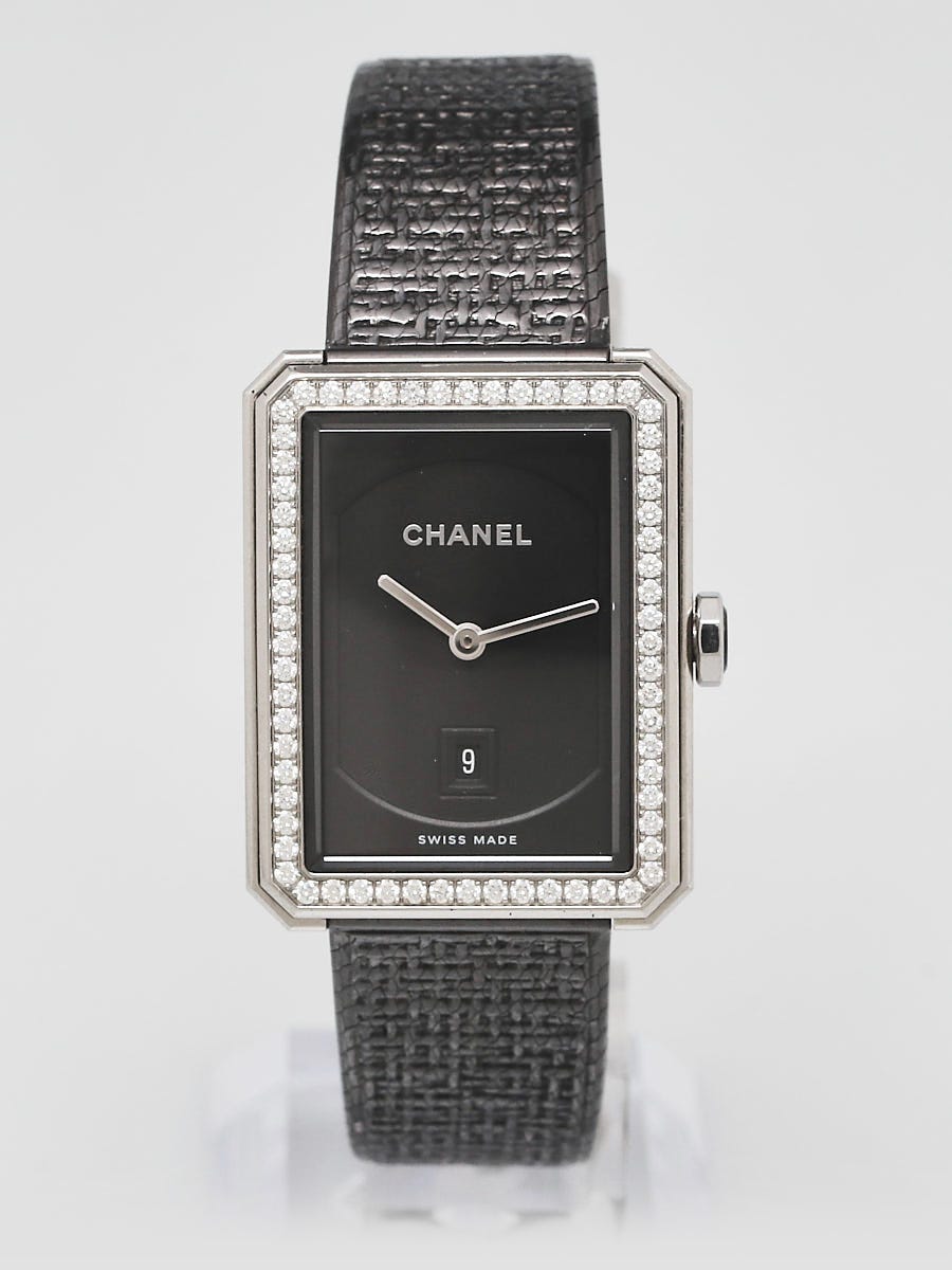 hver dag enke kontanter Chanel Black Tweed Metal and Diamonds Quartz Watch - Yoogi's Closet