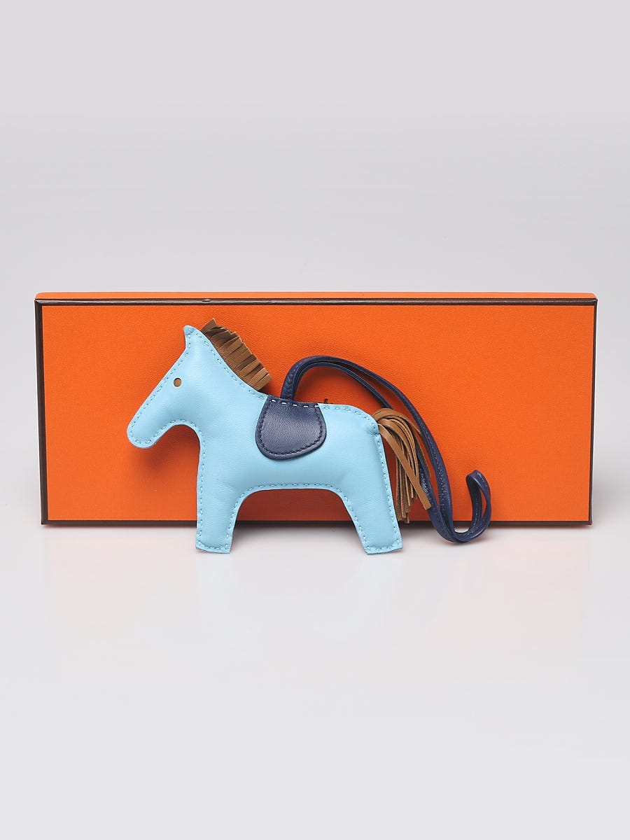 Hermes Orange/Celeste/Colvert Leather Rodeo Grigri Bag Charm GM