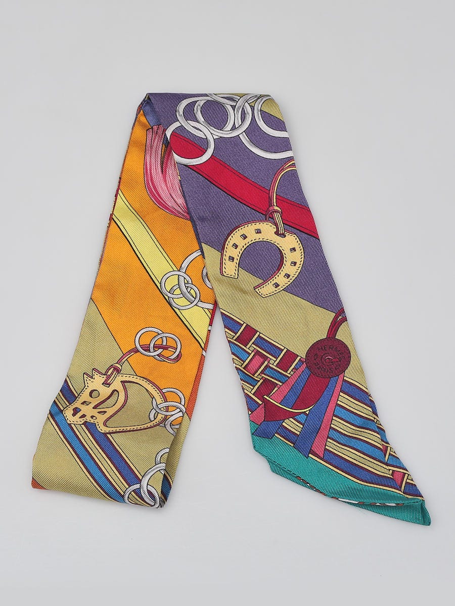 Hermes Multicolor Silk Graphic Print Twilly | Yoogi's Closet