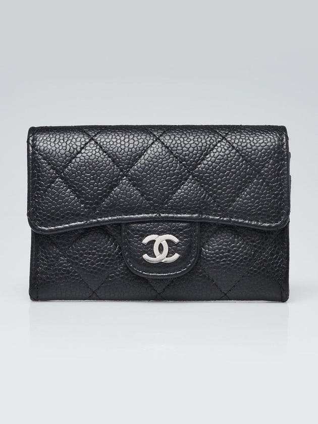 Chanel Black Quilted Caviar Leather Flap Card Holder