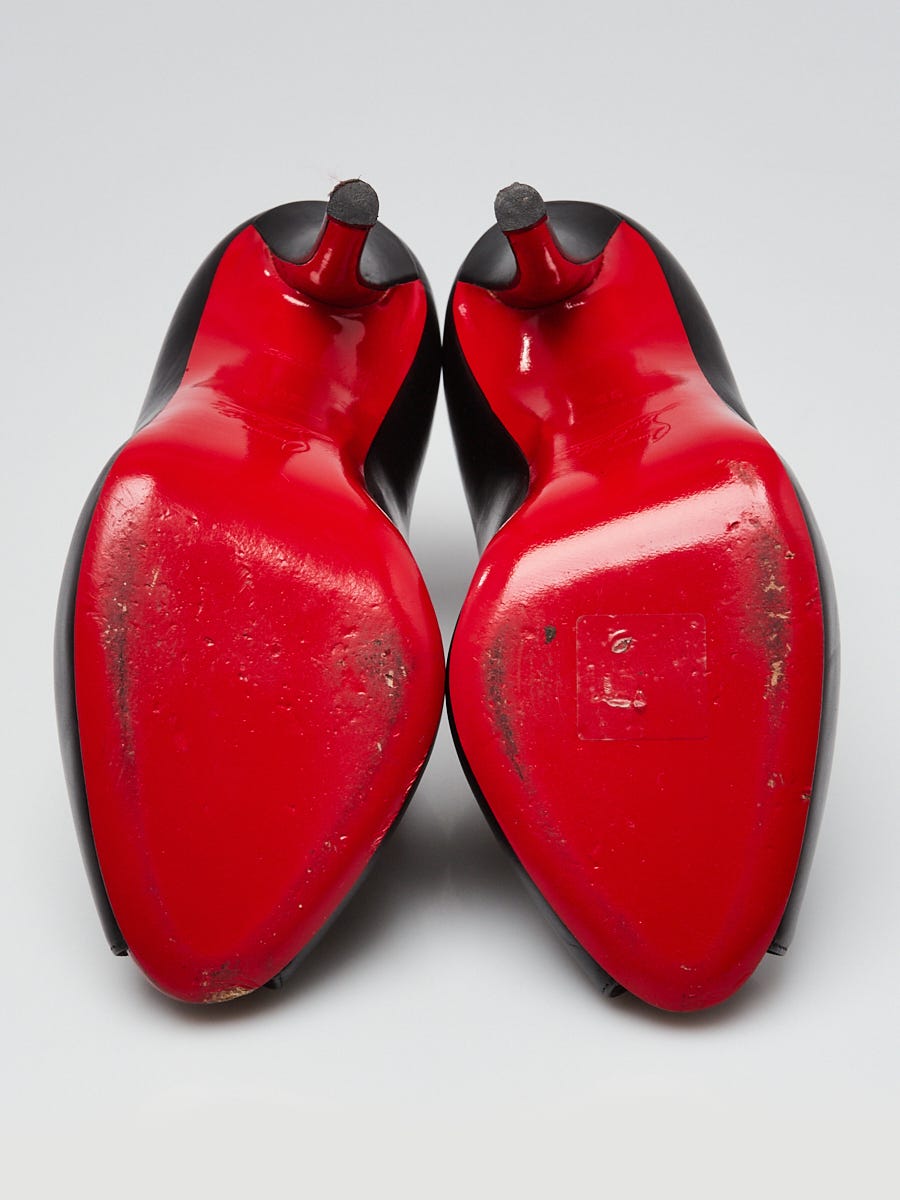 Christian Louboutin Black Leather Chester Fille 120 Peep Toe