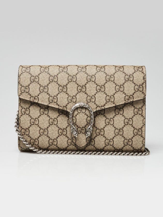 Gucci Beige GG Supreme Coated Canvas Mini Dionysus Wallet-On-Chain Bag