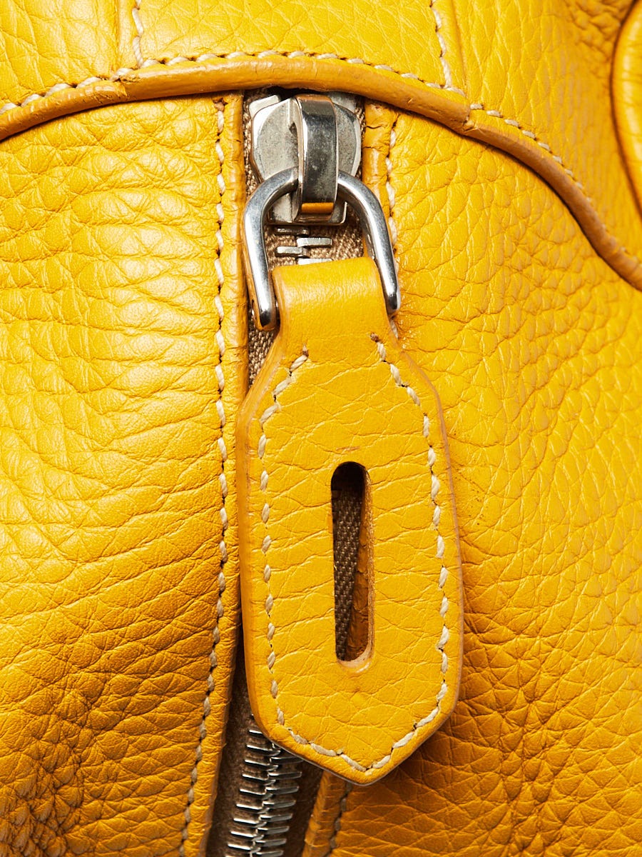 Prada Yellow Vitello Daino Leather Bauletto Bowler Bag - Yoogi's