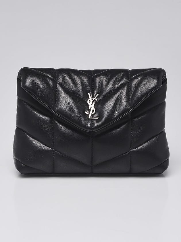 Yves Saint Laurent Black Quilted Lambskin Leather LouLou Puffer Pouch Bag