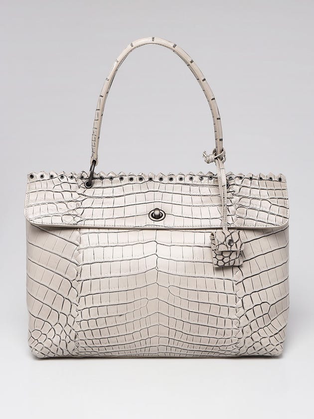 Bottega Veneta Beige Crocodile Tina Shoulder Bag