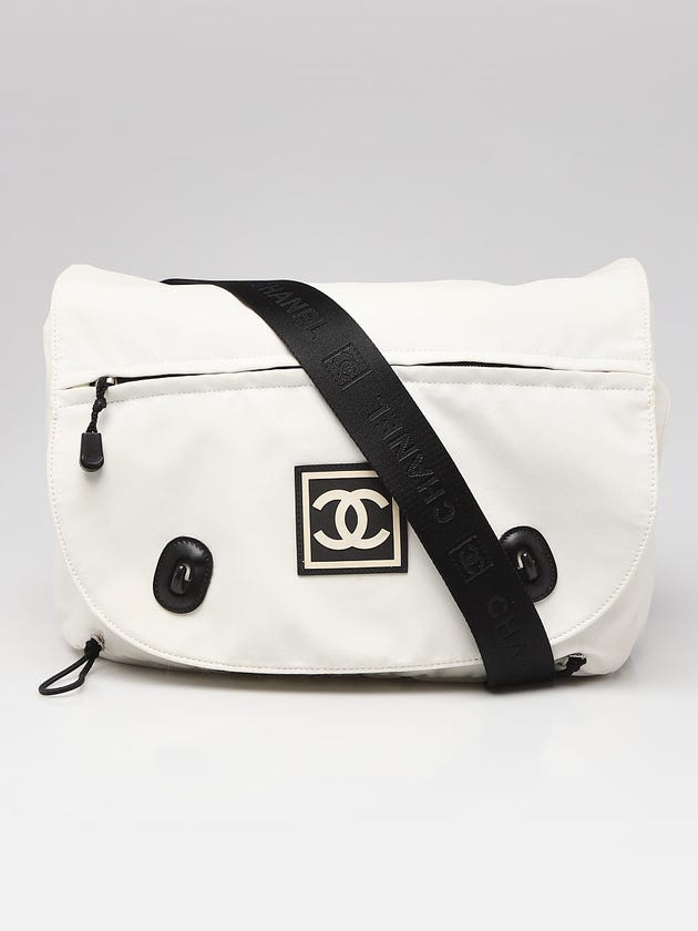 Chanel White Nylon CC Sports Line Messenger Bag