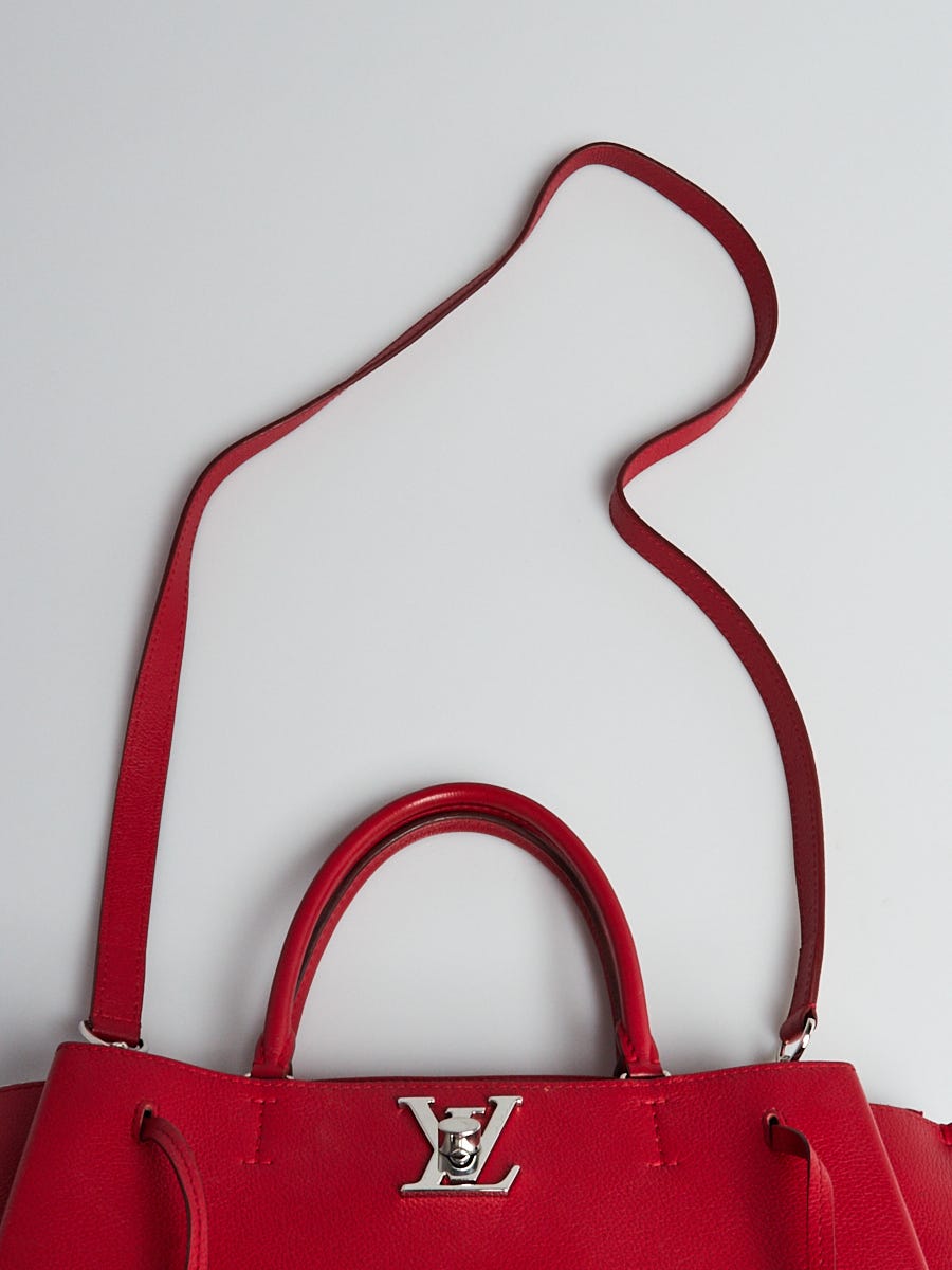 Louis Vuitton Rubis Calf Skin Lockmeto Silvertone Hardware (Very Good), Red Womens Handbag