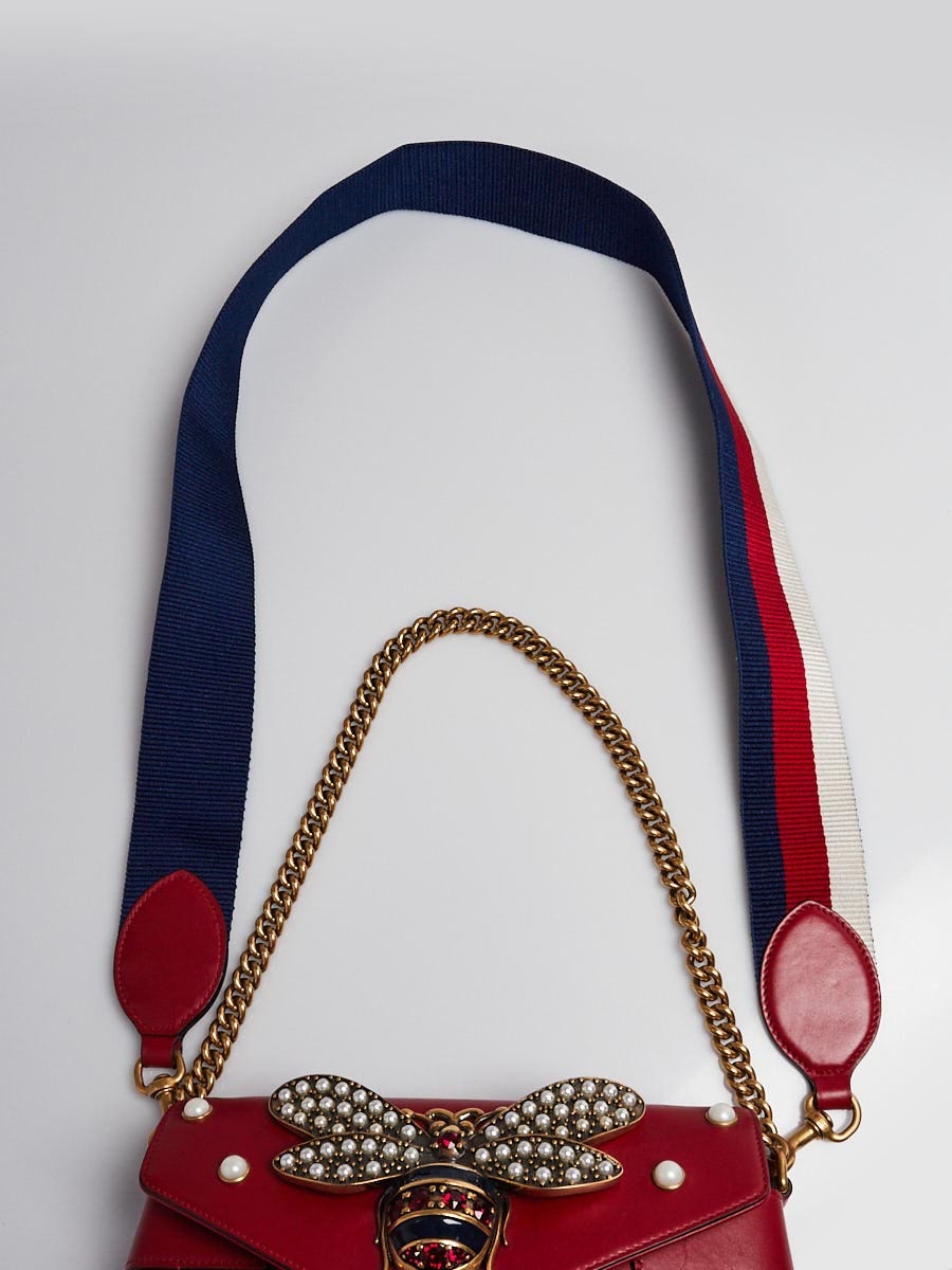 tas shoulder-bag Gucci Broadway Pearly Bee Red Shoulder Bag | Tinkerlust