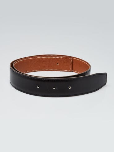 Hermes 32mm Black Box/Gold Epsom Belt Size 70