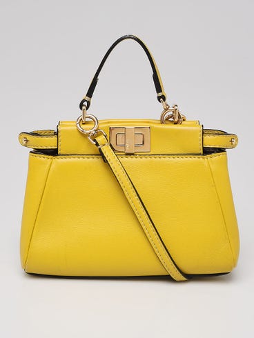 Fendi Yellow Nappa Leather Micro Peekaboo Bag 8M0355