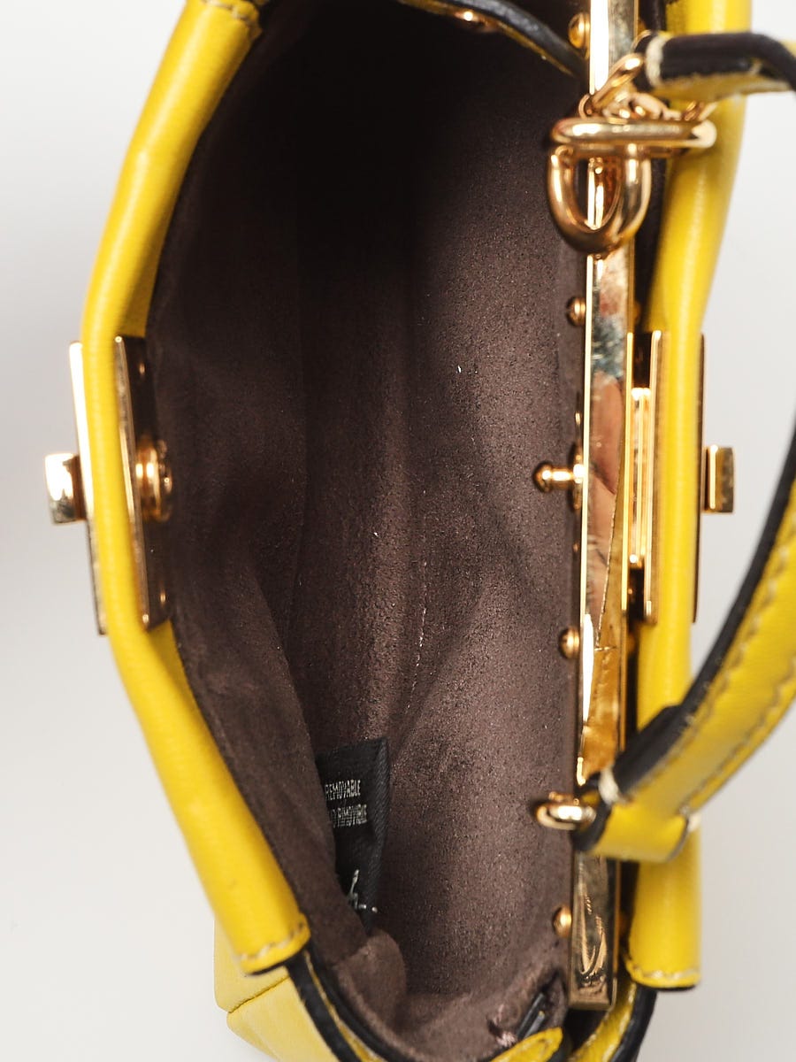 Fendi Yellow Nappa Leather Micro Peekaboo Bag 8m0355