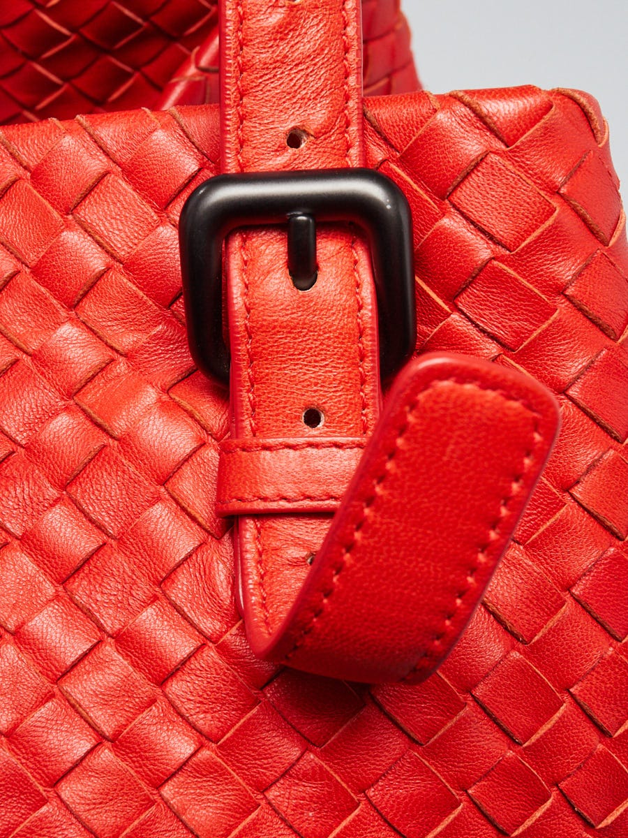 Bottega Veneta Red Intrecciato Woven Nappa Leather Zip Tote Bag