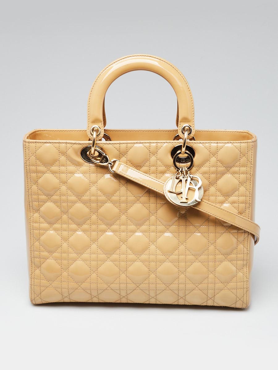 Small Lady Dior Bag Beige Patent Cannage Calfskin  DIOR