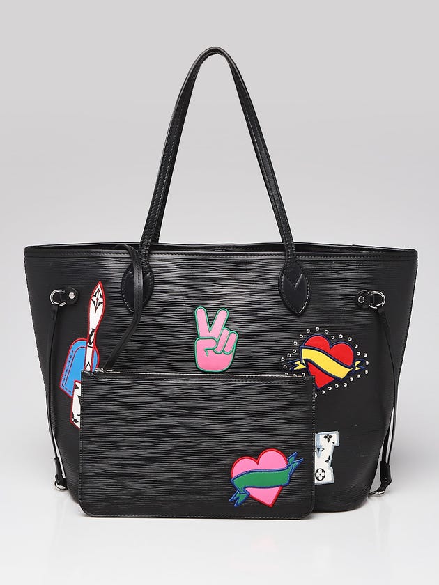 Louis Vuitton Black Epi Leather Neverfull Stickers MM NM Bag